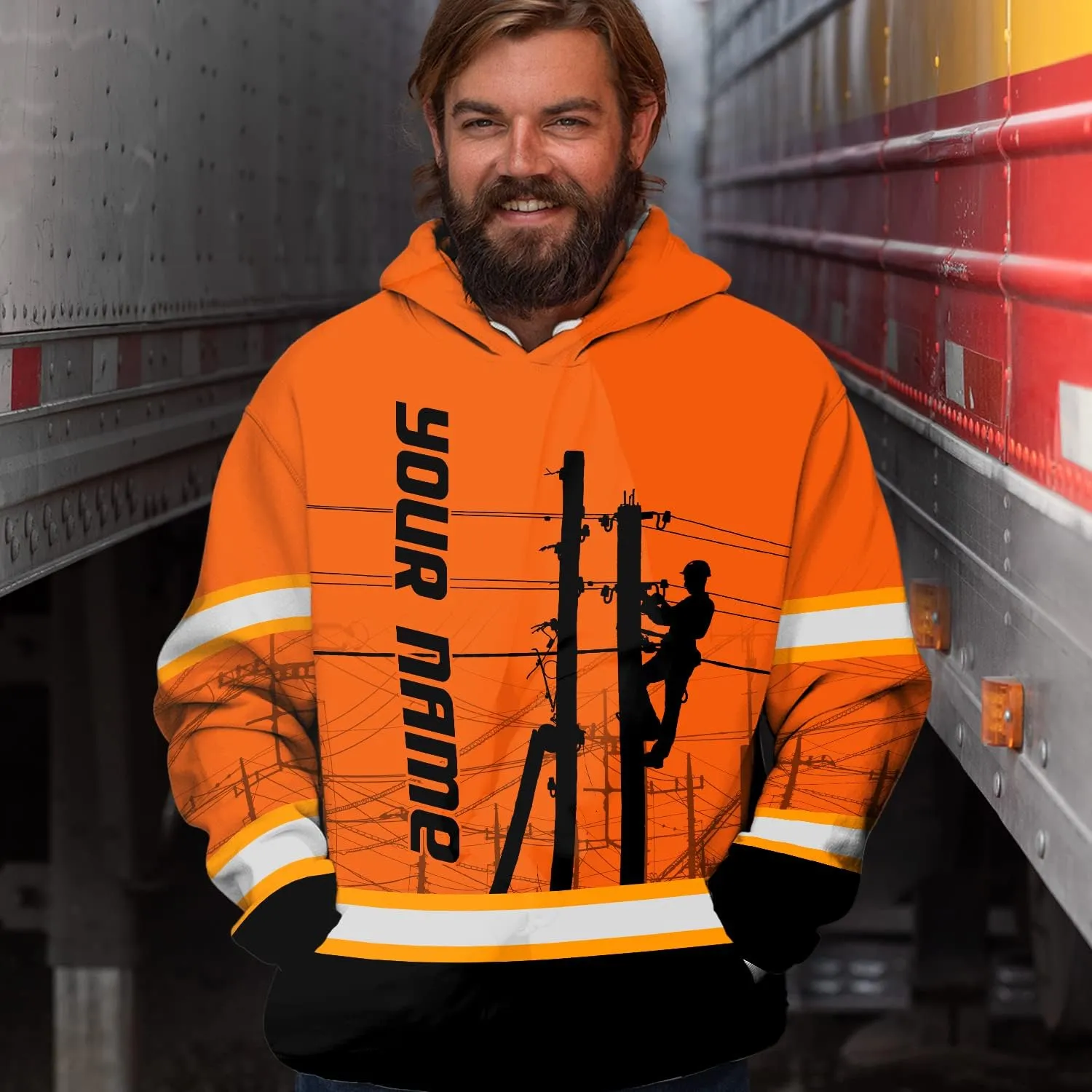 Matedecor High Visibility Hi Vis Hoodie for Men - Jobs Collection Custom Name Class 3 Reflective Safety Workwear