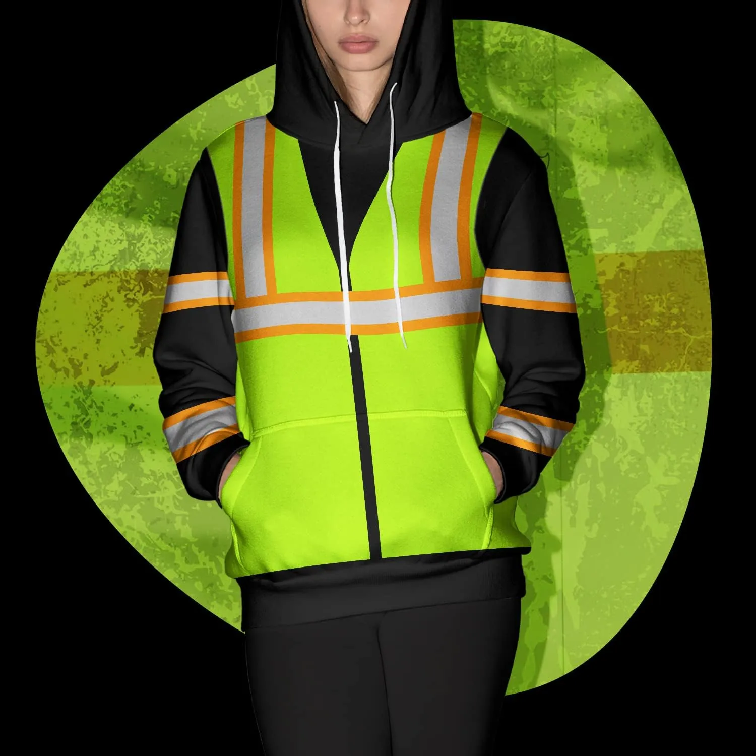 Matedecor High Visibility Hi Vis Hoodie for Men - Jobs Collection Custom Name Class 3 Reflective Safety Workwear