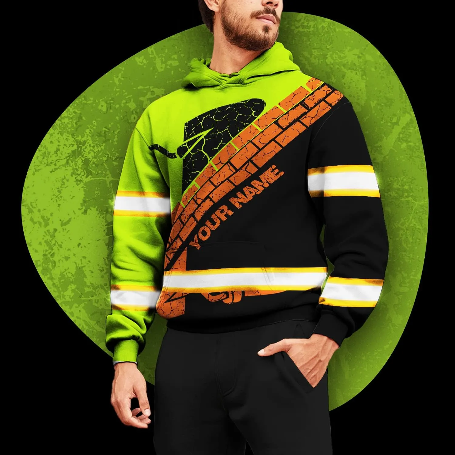 Matedecor High Visibility Hi Vis Hoodie for Men - Jobs Collection Custom Name Class 3 Reflective Safety Workwear