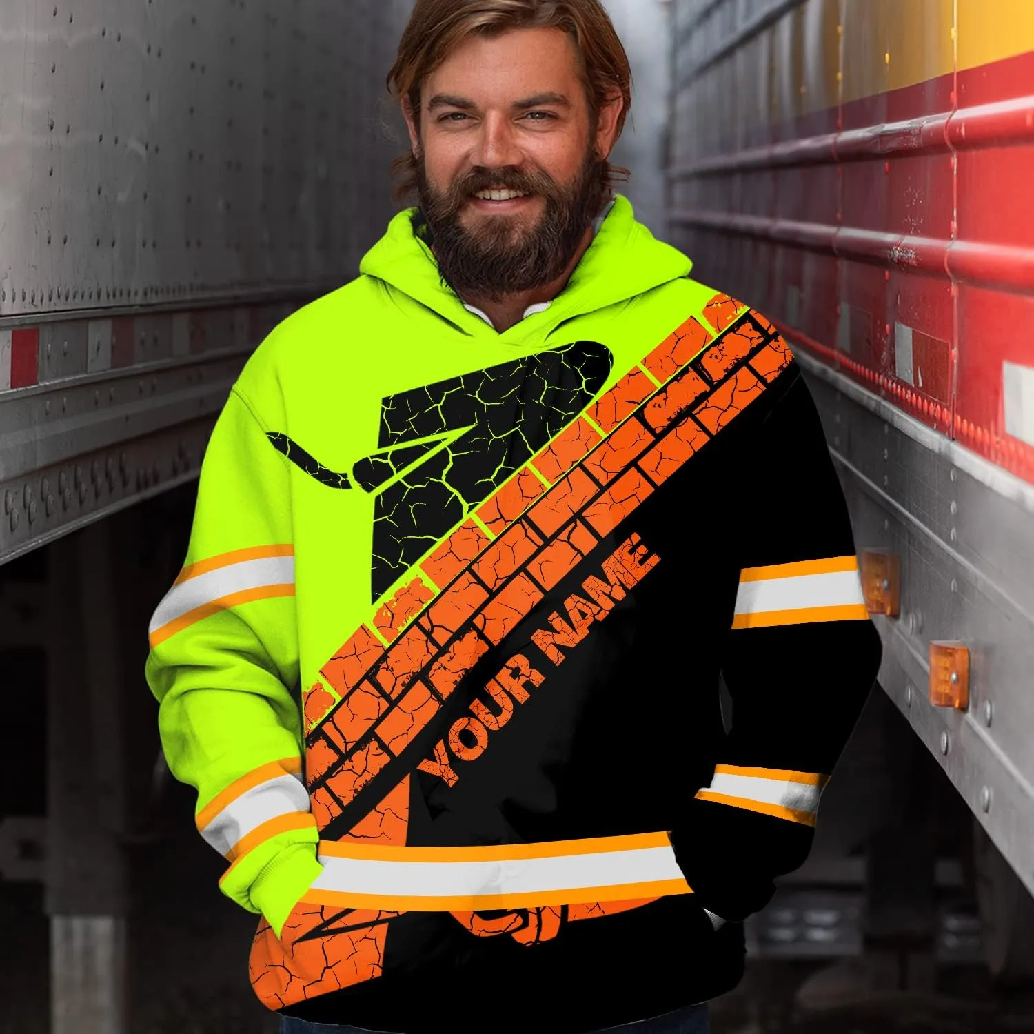 Matedecor High Visibility Hi Vis Hoodie for Men - Jobs Collection Custom Name Class 3 Reflective Safety Workwear