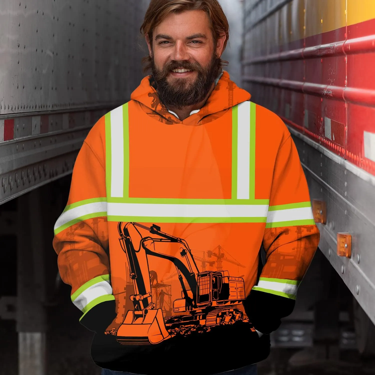Matedecor High Visibility Hi Vis Hoodie for Men - Jobs Collection Custom Name Class 3 Reflective Safety Workwear