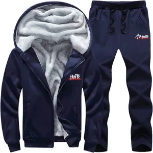 Men Track Suits 2 Piece Set Two Casual Solid Color Hooded Cardigan Sweatshirt Men's New Set Men's Sportswear Men's