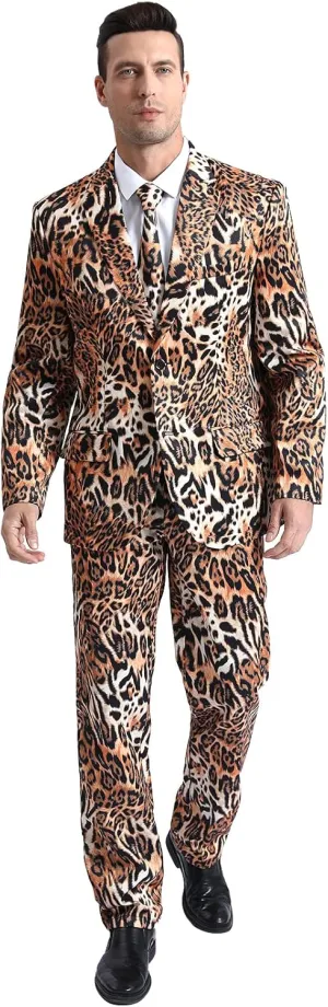 Men's 3-Piece Halloween & Christmas Suit, Two Button Jacket & Pants & Tie