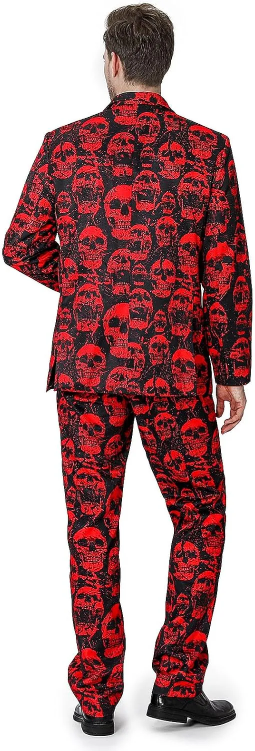 Men's 3-Piece Halloween & Christmas Suit, Two Button Jacket & Pants & Tie