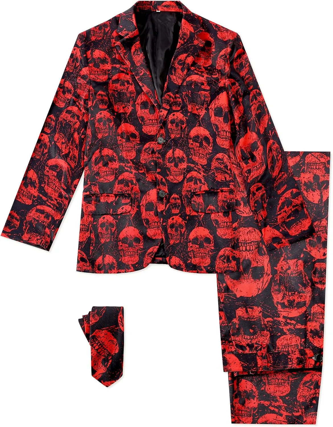 Men's 3-Piece Halloween & Christmas Suit, Two Button Jacket & Pants & Tie