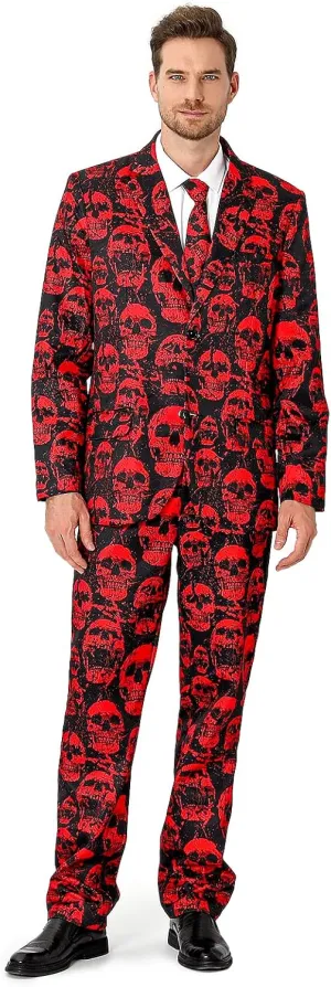 Men's 3-Piece Halloween & Christmas Suit, Two Button Jacket & Pants & Tie