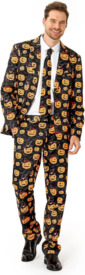 Men's 3-Piece Halloween & Christmas Suit, Two Button Jacket & Pants & Tie