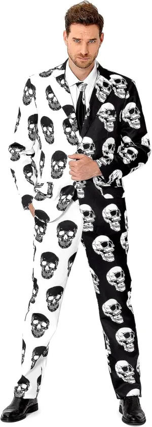 Men's 3-Piece Halloween & Christmas Suit, Two Button Jacket & Pants & Tie