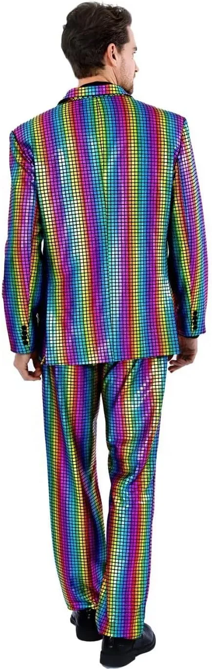 Men's 3-Piece Shiny Metallic Suits, Two Button Jacket & Pants & Tie