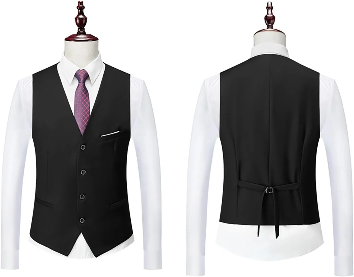Mens 3 Piece Tuxedo Slim Fit Suit Sets One Button Blazer Jackets Lapel Vest Pant Dress Tux for Business Wedding Prom