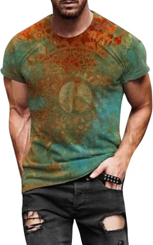 Mens 3D Printed T-Shirt Aloha Hipster Hip Hop Pullover Tees Workout Colour Block Gym Muscle Top Vintage Blouse