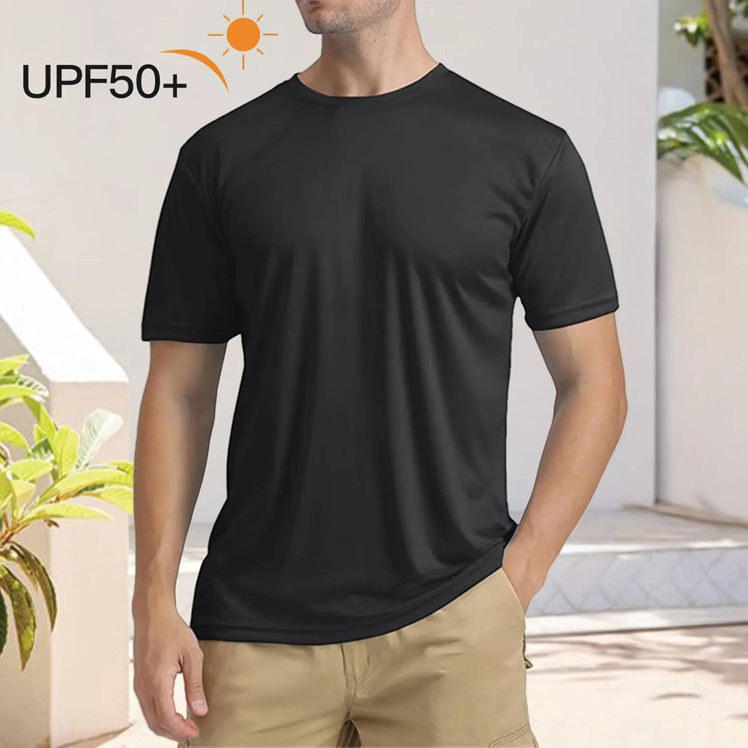Men's Athletic Running Shirts Short Sleeve Sun T-Shirt UPF 50 Quick Dry Swim Shirts Lightweight Fishing Water Shirt