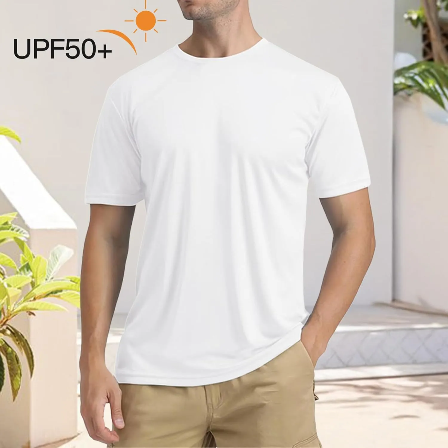 Men's Athletic Running Shirts Short Sleeve Sun T-Shirt UPF 50 Quick Dry Swim Shirts Lightweight Fishing Water Shirt