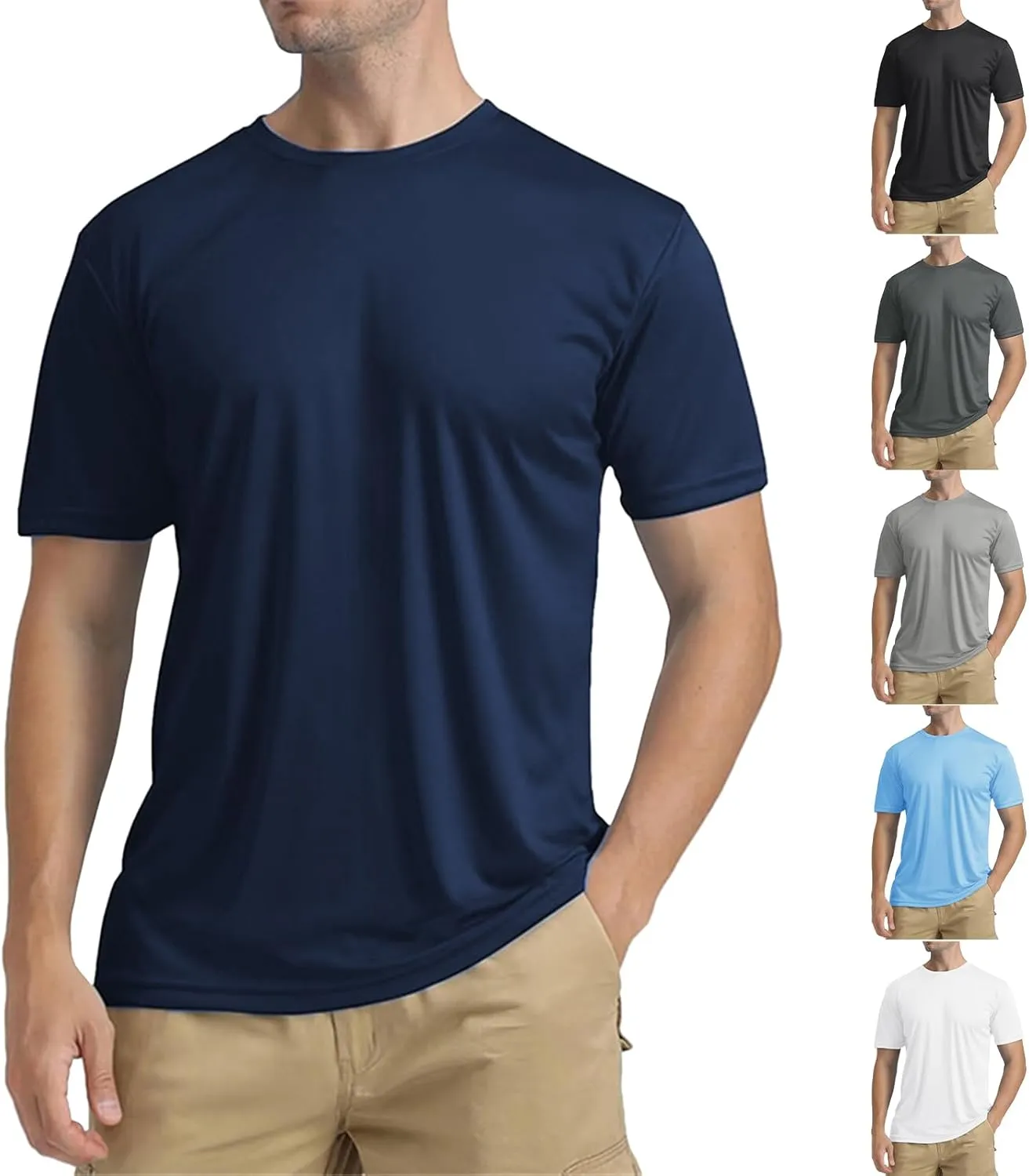 Men's Athletic Running Shirts Short Sleeve Sun T-Shirt UPF 50 Quick Dry Swim Shirts Lightweight Fishing Water Shirt