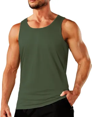 Mens Athletic Tank Tops Gym Muscle Sleeveless T Shirts Casual Solid Color Crewneck Tees Summer Soft Basic Sports Tops