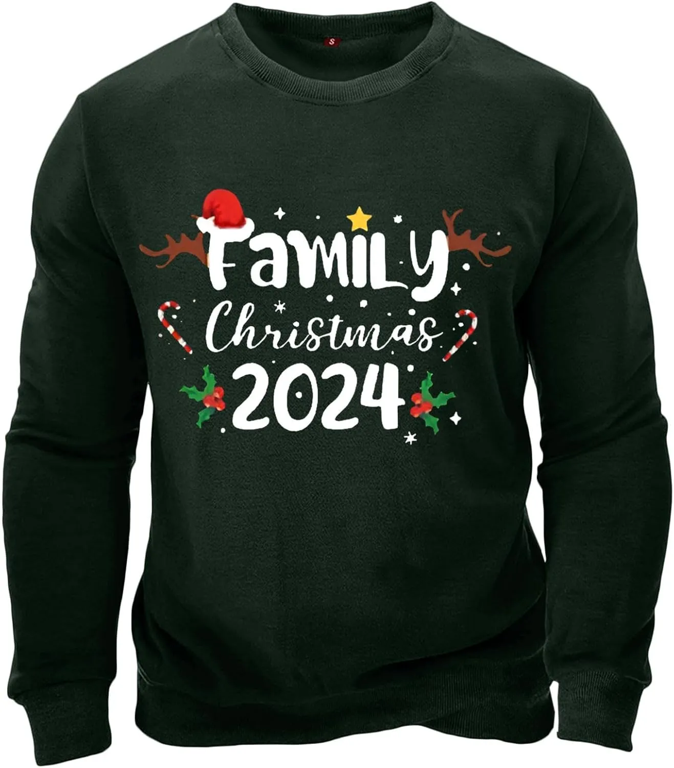 Mens Christmas Sweatshirt Festive Santa Snowman Holiday Sweatshirts 2024 Graphic Print Ugly Pullover for Men