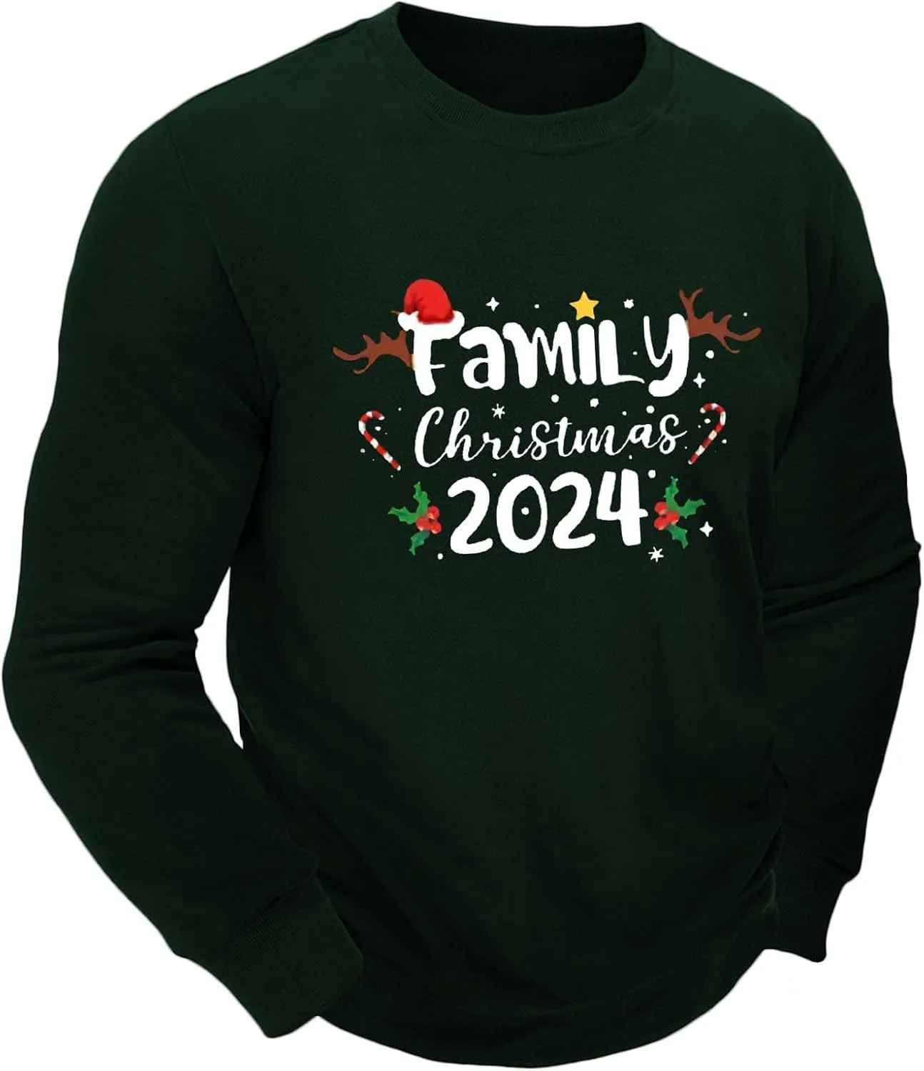 Mens Christmas Sweatshirt Festive Santa Snowman Holiday Sweatshirts 2024 Graphic Print Ugly Pullover for Men