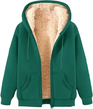 Men's Fleece Lined Thick Warm Full Zip Swaetshirts Fall Winter Trendy Fuzzy Hooded Jacket Casual Comfy Fashion Coat