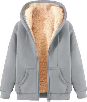 Men's Fleece Lined Thick Warm Full Zip Swaetshirts Fall Winter Trendy Fuzzy Hooded Jacket Casual Comfy Fashion Coat