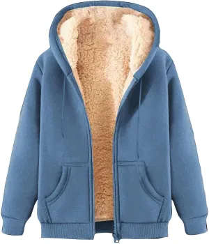 Men's Fleece Lined Thick Warm Full Zip Swaetshirts Fall Winter Trendy Fuzzy Hooded Jacket Casual Comfy Fashion Coat