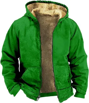 Men's Jackets Casual Stylish Cargo Jacket Fleece Lined Sherpa Winter Warm Coats Cotton Outdoor Workwear Jacket