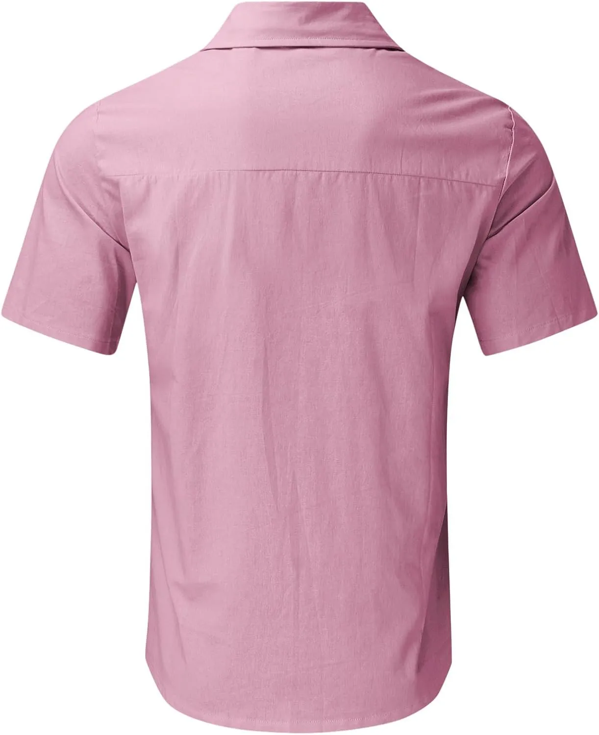 Men's Linen Shirts Short Sleeve Hawaiian Summer Button down T Shirts Vacation Beach Tops Casual Plus Size Tops