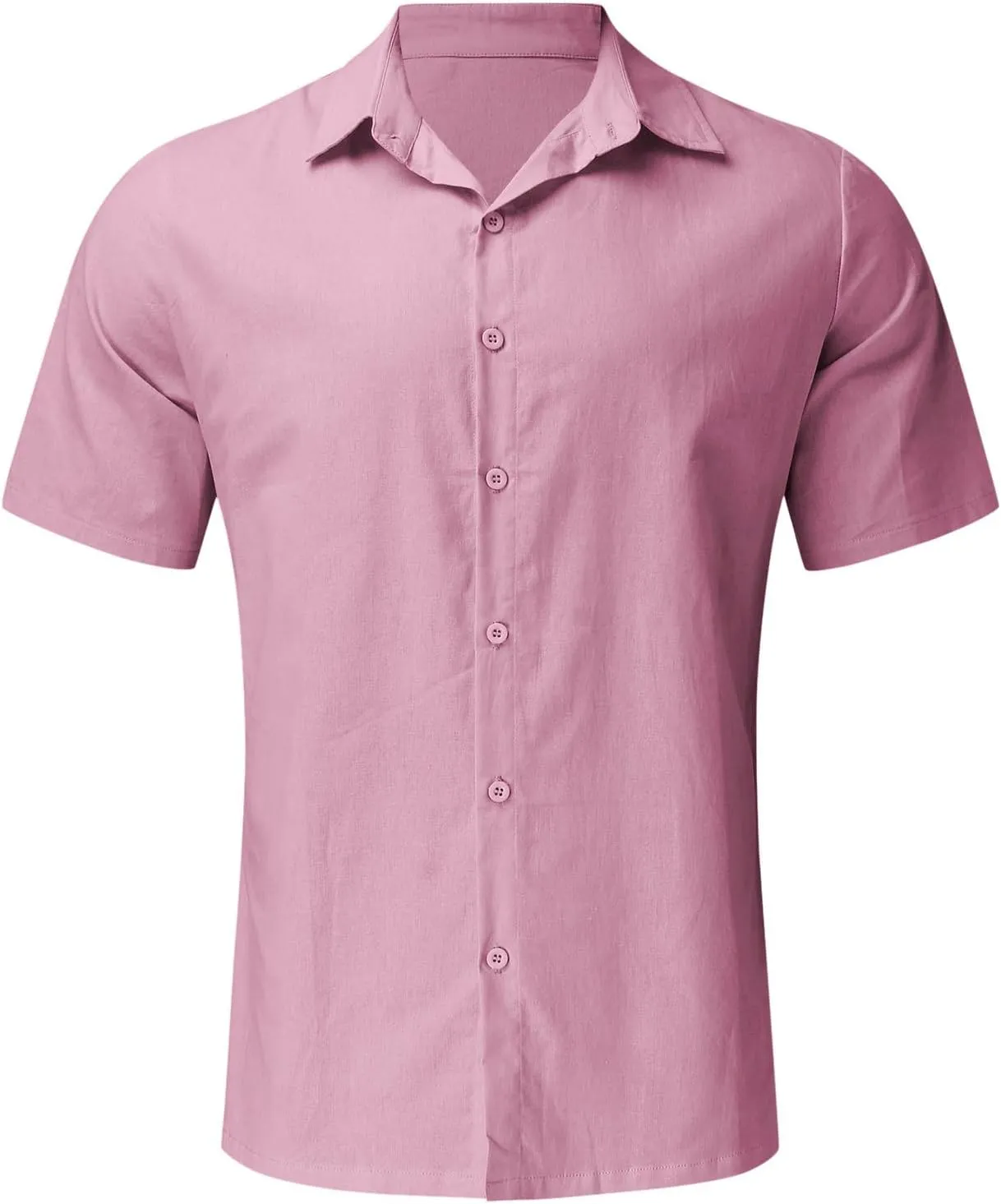 Men's Linen Shirts Short Sleeve Hawaiian Summer Button down T Shirts Vacation Beach Tops Casual Plus Size Tops