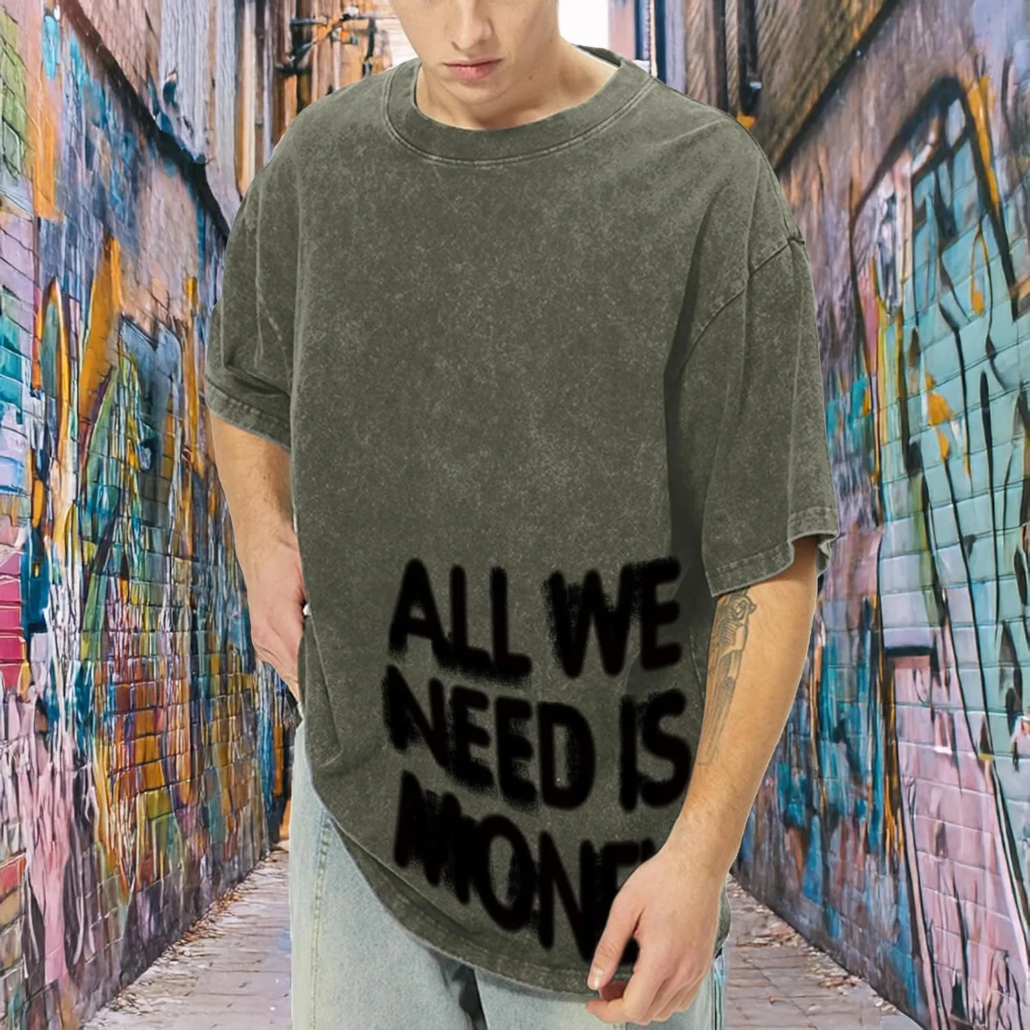 Mens Oversized Graphic Tees Streetwear Baggy Shirts Y2k Vintage Acid Wash Cotton Tshirt Harajuku Grunge Shirt Men
