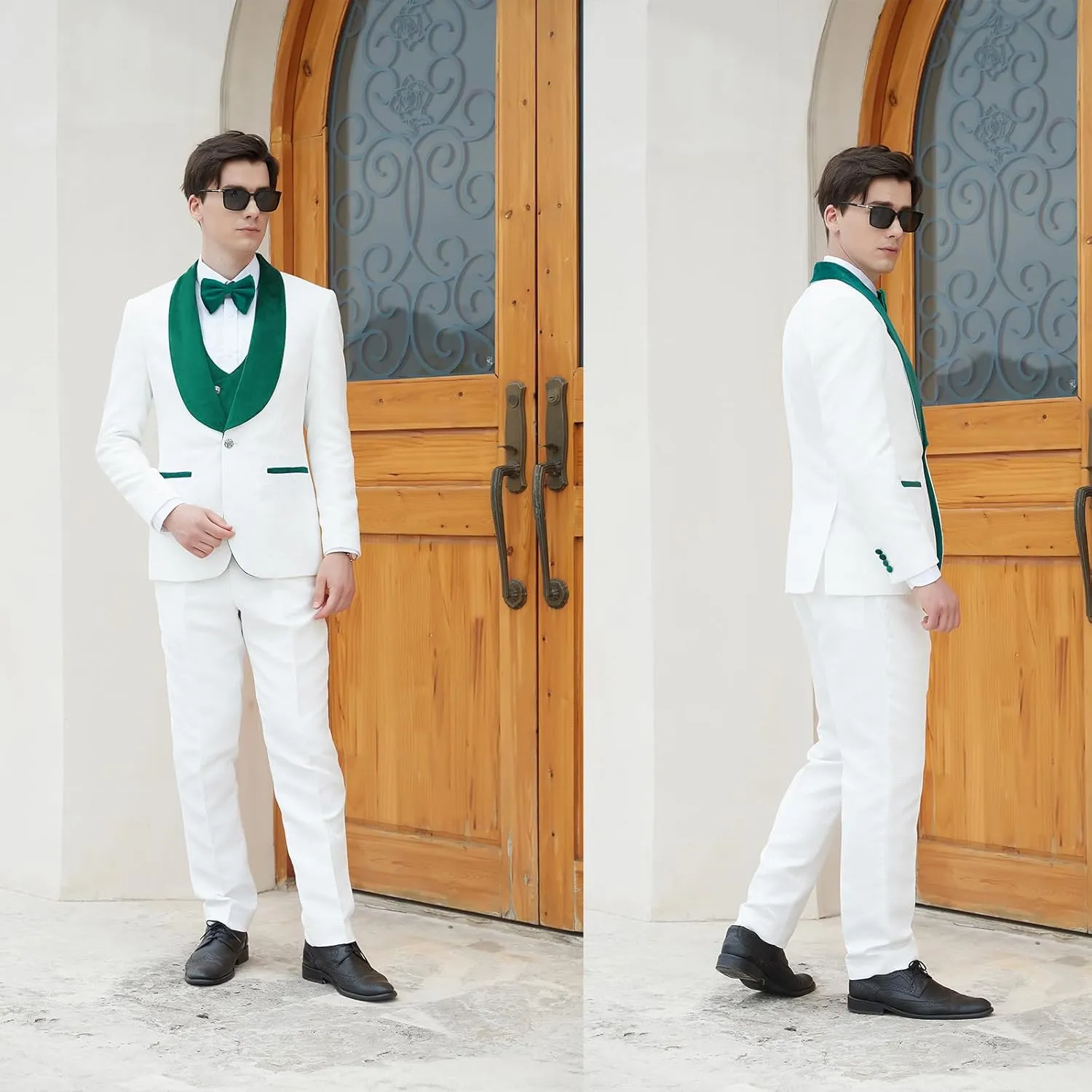 Men's Paisley Jacquard Tuxedo, One Button Shawl Lapel 3 Piece Suit