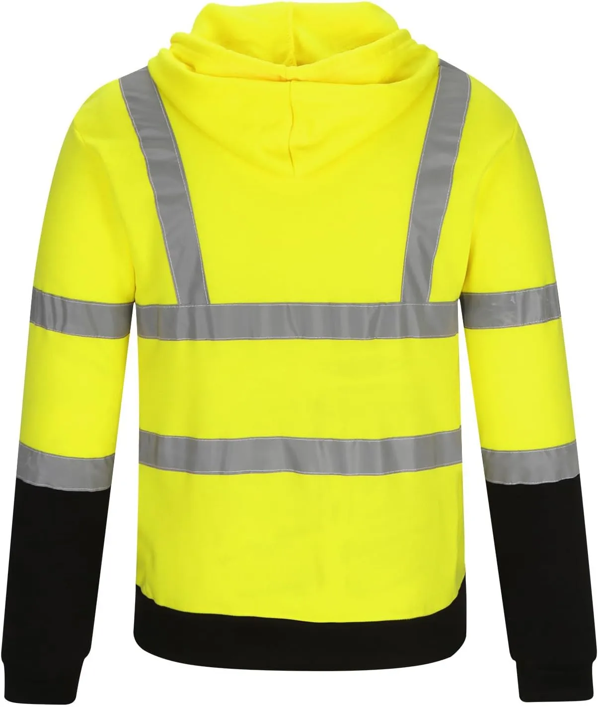 Mens Safety Hoodie Jacket High Visibility Reflective Full Zip Pocket Work Utility Reflective Strips with Extended Trims
