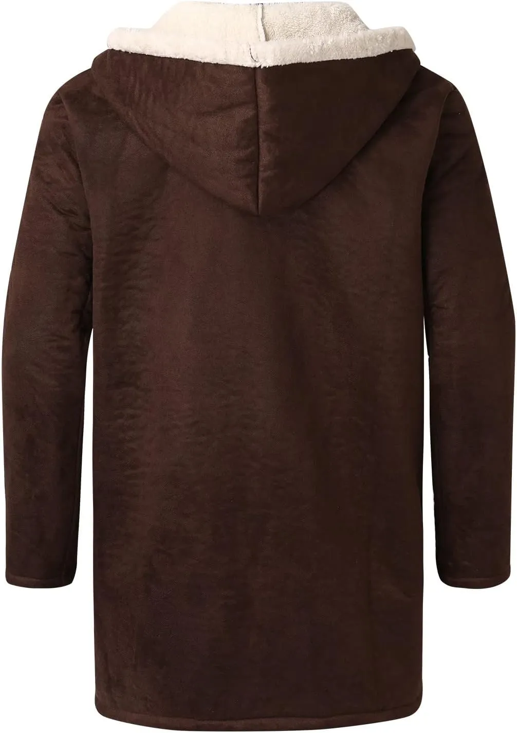 Men's Sherpa Lined Jacket with Hood Snaps Zipper Winter Thicken Warm Coats Casual Loose Stylish Shearling Faux Suede Jackets