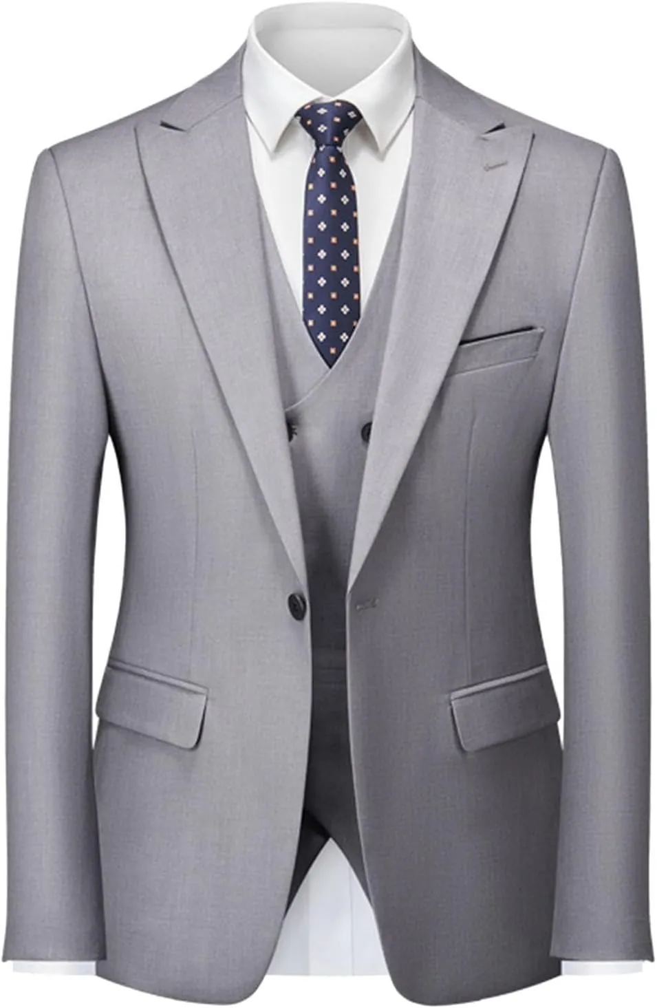 Men's Slim Fit 3 Piece Suit, Double Breasted Business Wedding Prom Suits Tuxedo Blazer & Vest & Pants Suits Set