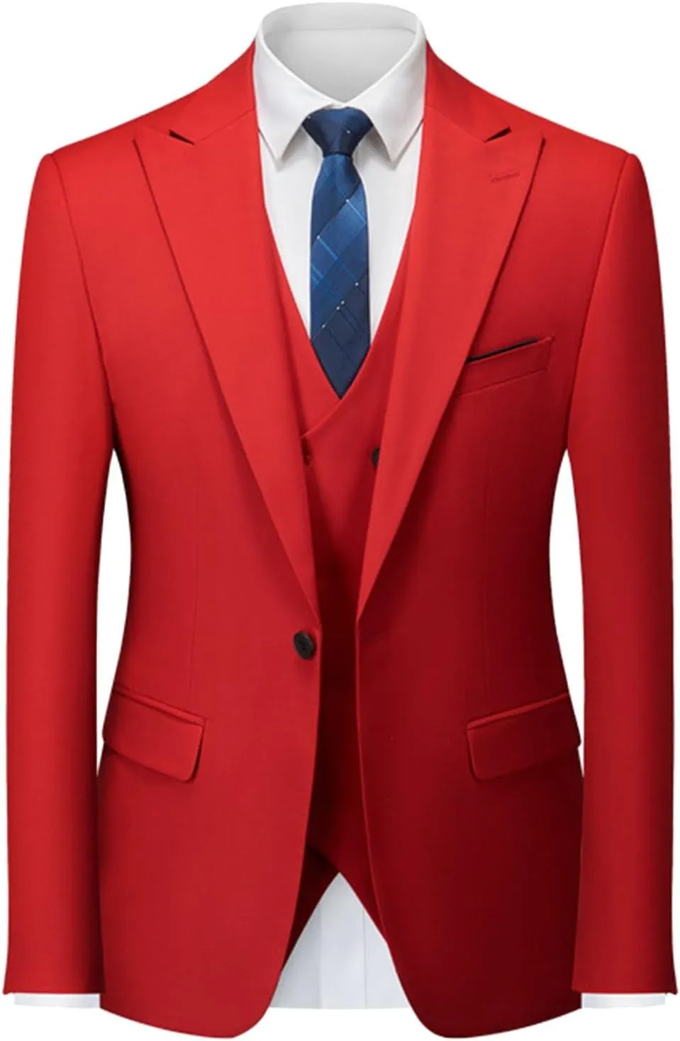 Men's Slim Fit 3 Piece Suit, Double Breasted Business Wedding Prom Suits Tuxedo Blazer & Vest & Pants Suits Set