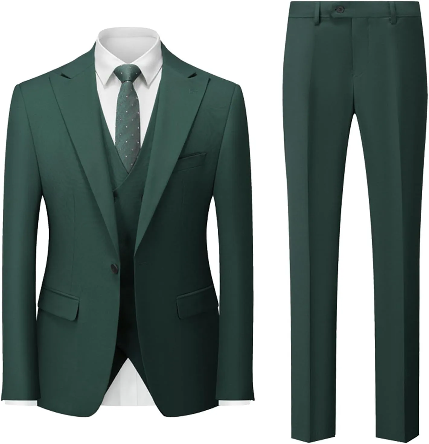 Men's Slim Fit 3 Piece Suit, Double Breasted Business Wedding Prom Suits Tuxedo Blazer & Vest & Pants Suits Set