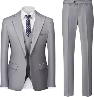 Men's Slim Fit 3 Piece Suit, Double Breasted Business Wedding Prom Suits Tuxedo Blazer & Vest & Pants Suits Set