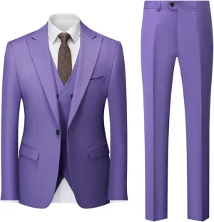 Men's Slim Fit 3 Piece Suit, Double Breasted Business Wedding Prom Suits Tuxedo Blazer & Vest & Pants Suits Set