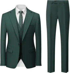 Men's Slim Fit 3 Piece Suit, Double Breasted Business Wedding Prom Suits Tuxedo Blazer & Vest & Pants Suits Set