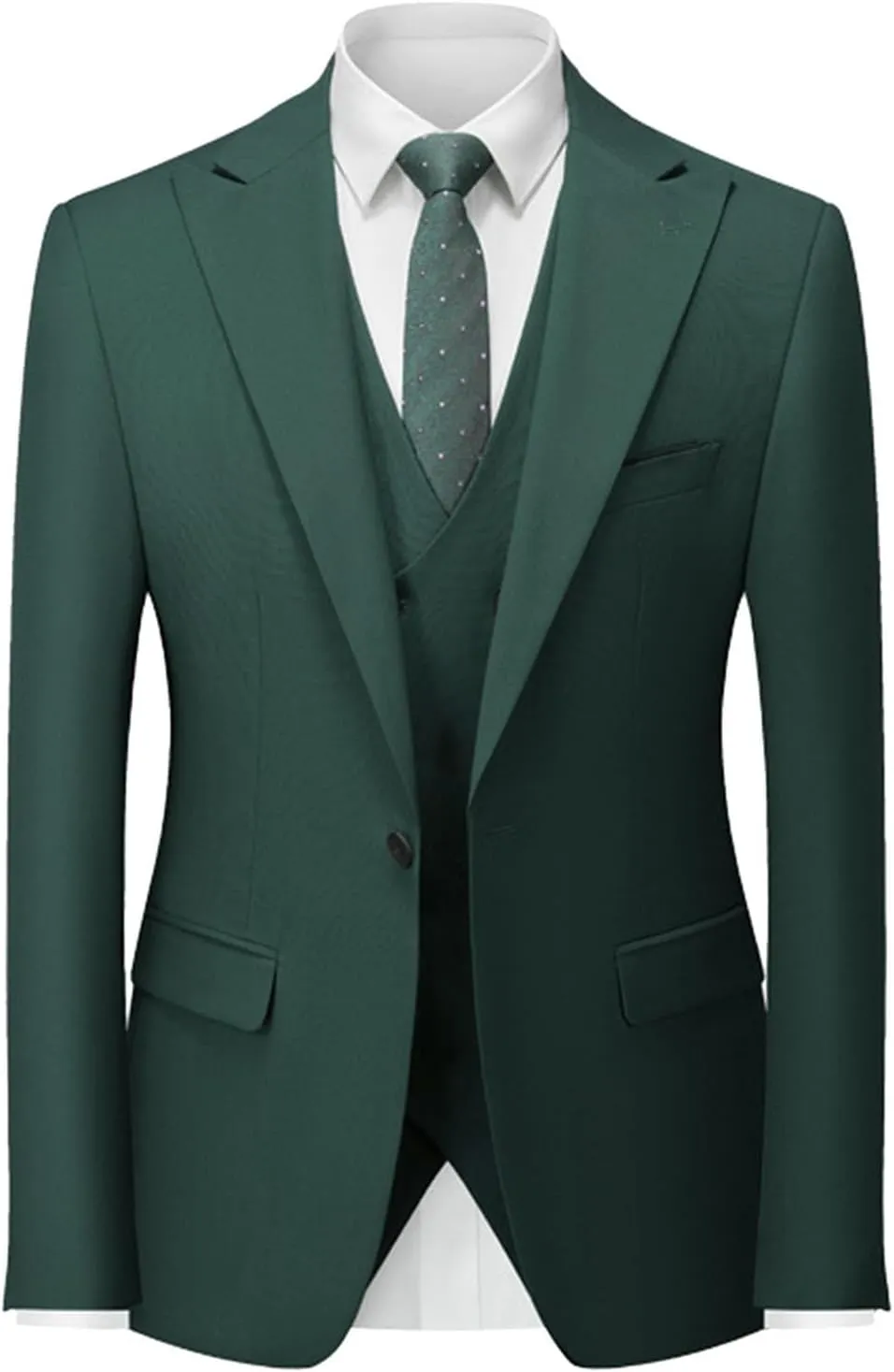 Men's Slim Fit 3 Piece Suit, Double Breasted Business Wedding Prom Suits Tuxedo Blazer & Vest & Pants Suits Set