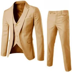 Men's Slim Fit 3 Pieces Suit Button Blazer Set Jacket Vest & Pants Dress Business Suit Formal Wedding Prom Tuxedo Suits