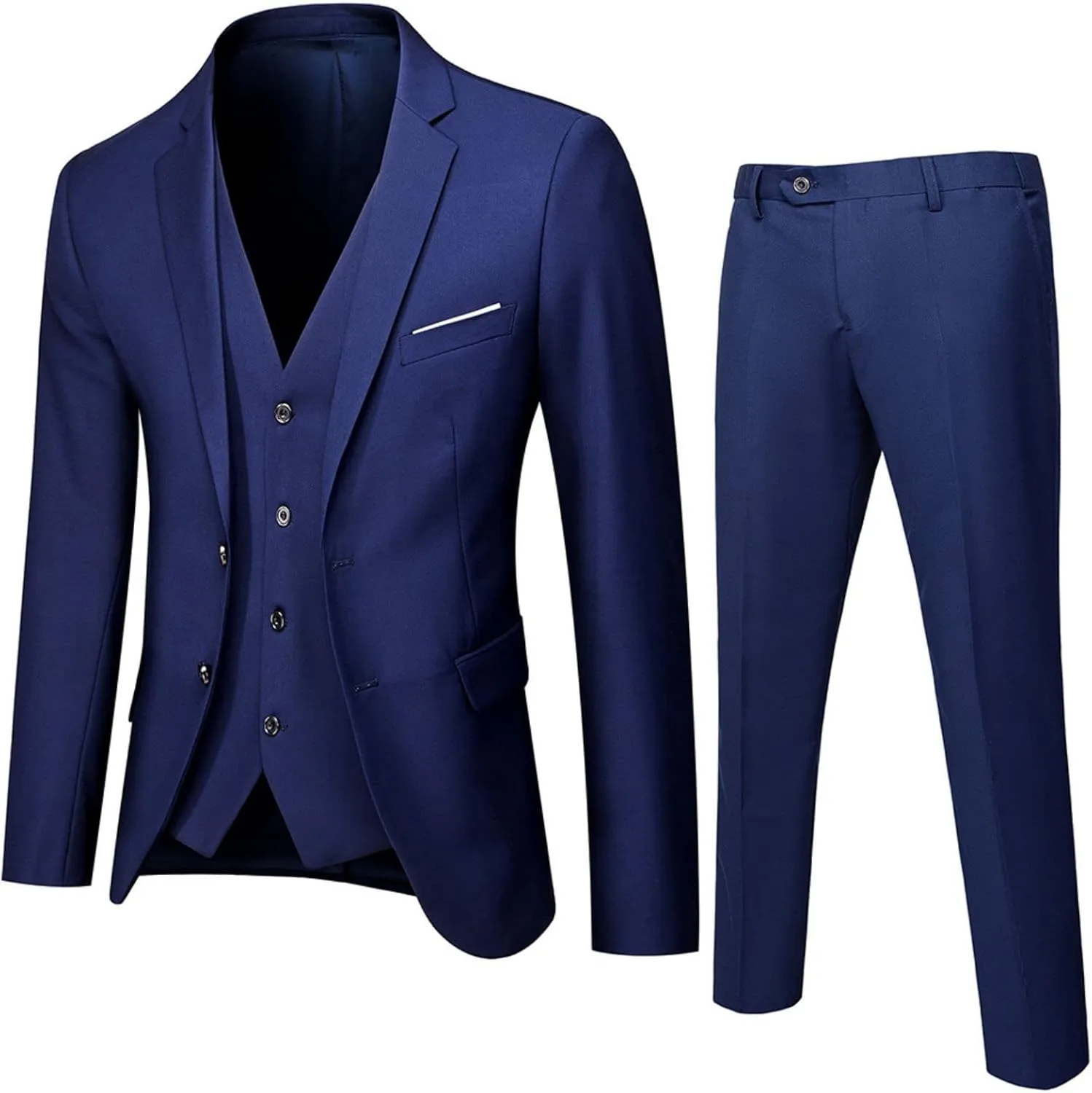 Men's Slim Fit 3 Pieces Suit Button Blazer Set Jacket Vest & Pants Dress Business Suit Formal Wedding Prom Tuxedo Suits