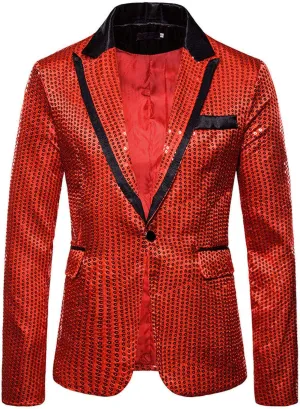 Mens Slim Fit Casual Blazer Sport Coat Sequin Party Wedding Blazer Jacket Lightweight Business Jackets Suit Jackets