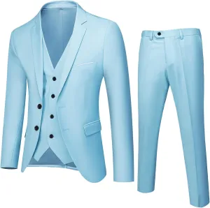 Men's Slim Fit Suit Clothes, Two Button 3-Piece Blazer Dress Business Wedding Party Jacket Vest & Pant Outfits