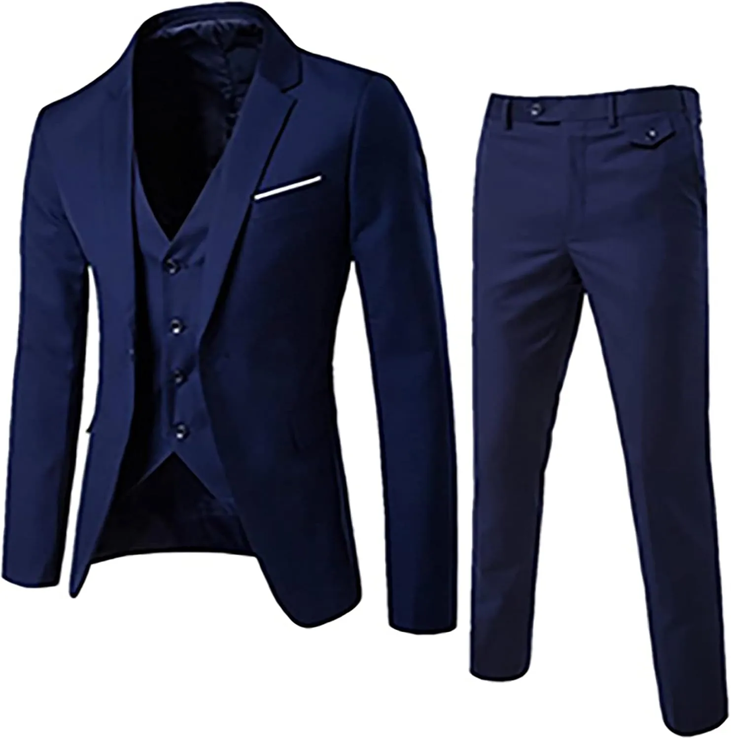 Men’s Suit 2-Piece Blazer Dress Business Tuxedo Slim Fit One Button Coat Jacket & Pants Set for Wedding Party