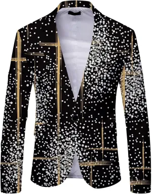 Mens Suit Blazer Jacket Sports Coats Printed Casual Suits Blazer Jackets Lightweight Daily Business Party Sports Coats
