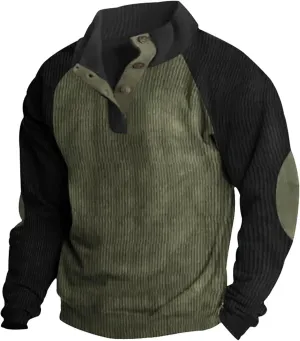 Mens Sweatshirt 1/4 Button Stand Collar Long Sleeve Comfort Color Sweatshirts Men's Sweatshirts No Hood Mens Pullover Shirts