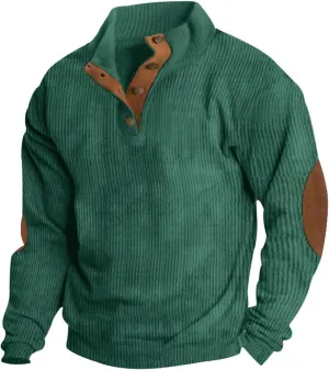 Mens Sweatshirt 1/4 Button Stand Collar Long Sleeve Comfort Color Sweatshirts Men's Sweatshirts No Hood Mens Pullover Shirts