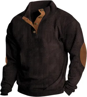 Mens Sweatshirt 1/4 Button Stand Collar Long Sleeve Comfort Color Sweatshirts Men's Sweatshirts No Hood Mens Pullover Shirts