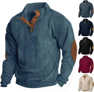 Mens Sweatshirt 1/4 Button Stand Collar Long Sleeve Men's Sweatshirts No Hood Comfort Color Sweatshirts