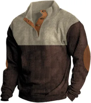 Mens Sweatshirt 1/4 Button Stand Collar Long Sleeve Men's Sweatshirts No Hood Comfort Color Sweatshirts