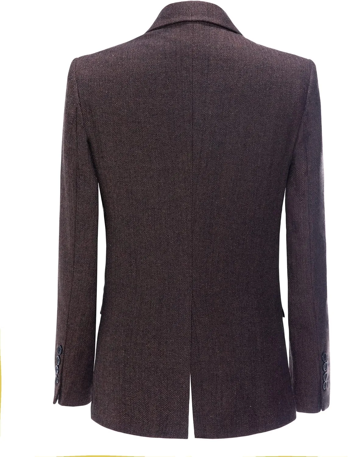 Mens Tweed Herringbone Wedding Suit Prom Tuxedos 3 Piece Peak Lapel Dress